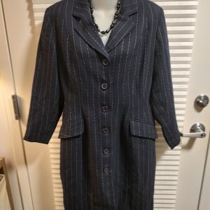 Vintage Harve' Bernard Navy Pinstriped Suit Coat Dress